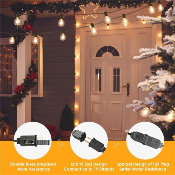 50Ft LED Outdoor String Lights G40 Globe Dimmable Patio Light, Waterproof - Picture 6 of 7